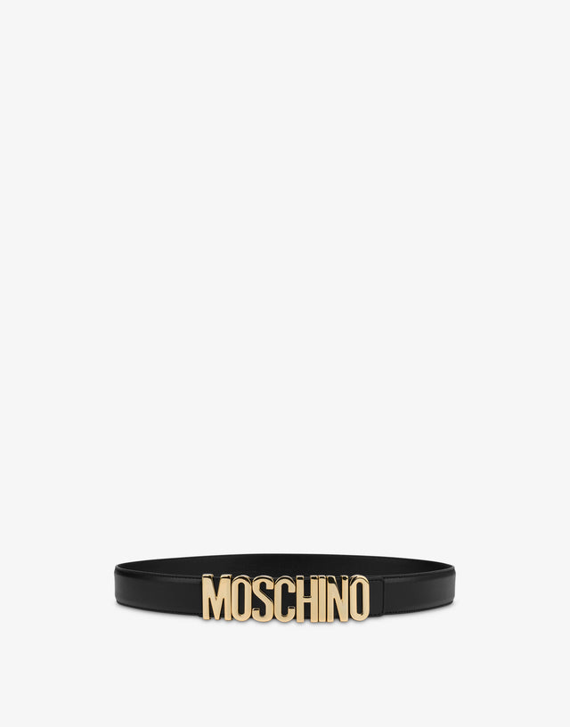 Cinturón de cuero con logo Negro Moschino 0