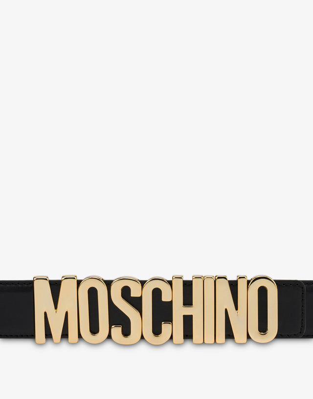 Cinturón de cuero con logo Negro Moschino 1