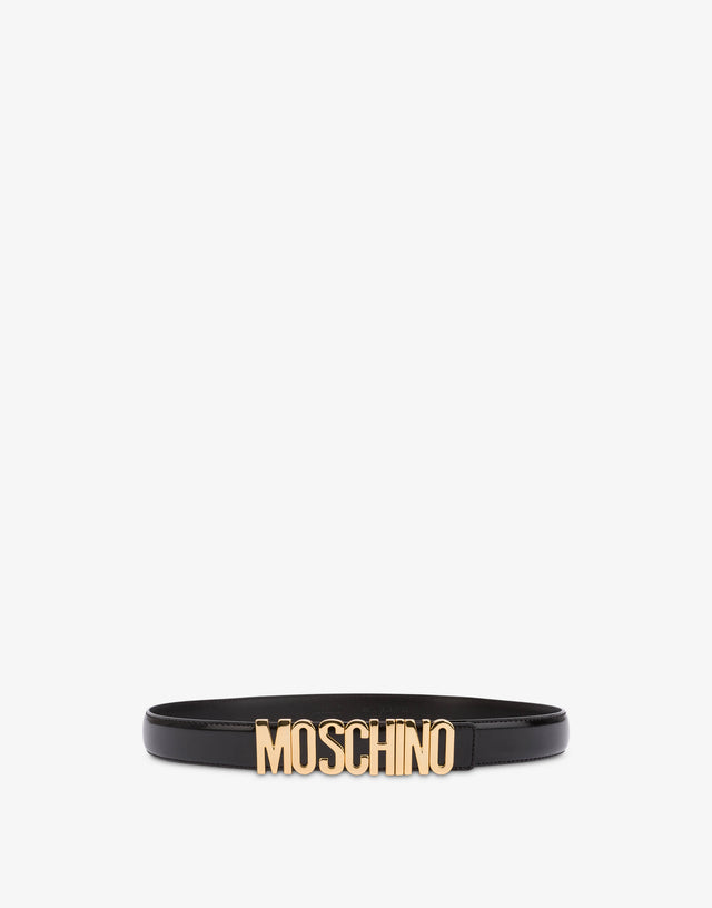 Cinturón de piel con logo Negro Moschino 0