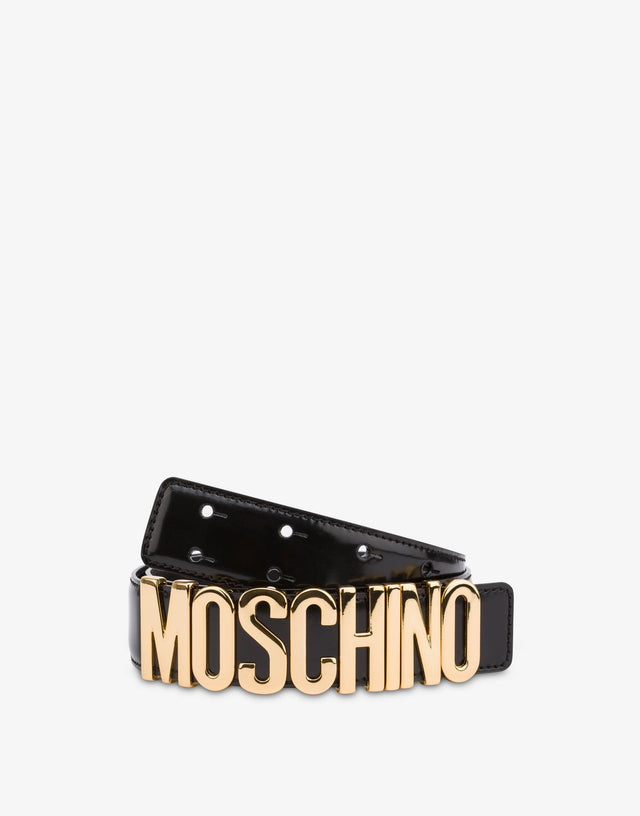 Cinturón de piel con logo Negro Moschino 1