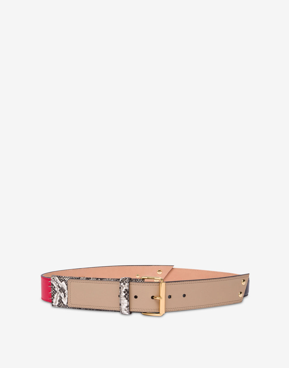 Cinturón de cabra «patchwork» Multicolor Moschino 0