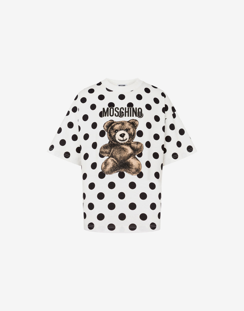Moschino Camiseta de punto de algodón orgánico con estampado Teddy Bear Blanco Moschino 0