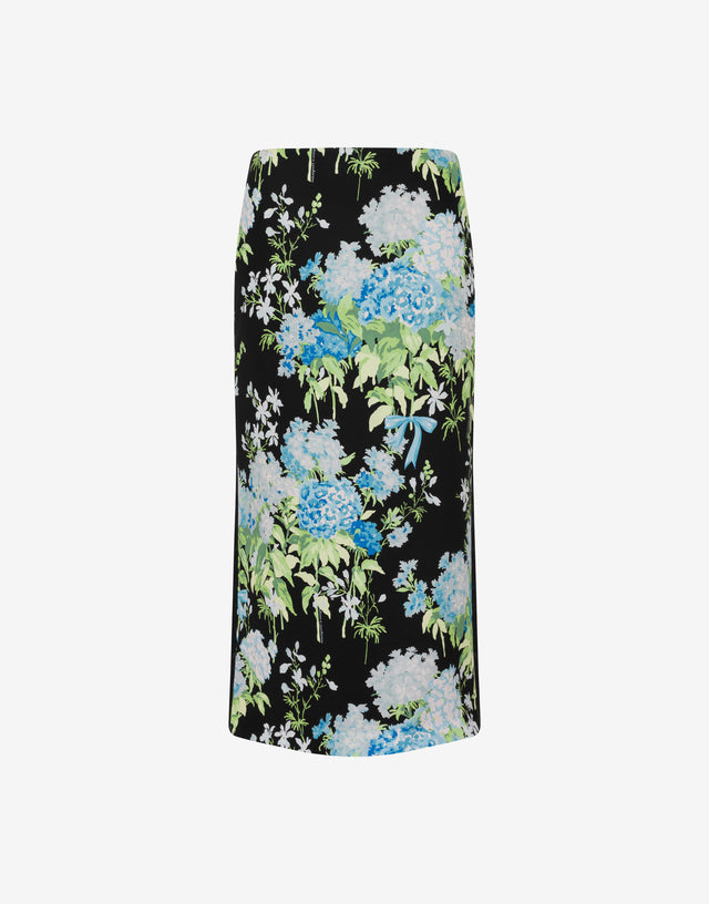 Falda de satén de seda estampada Negro Moschino 0