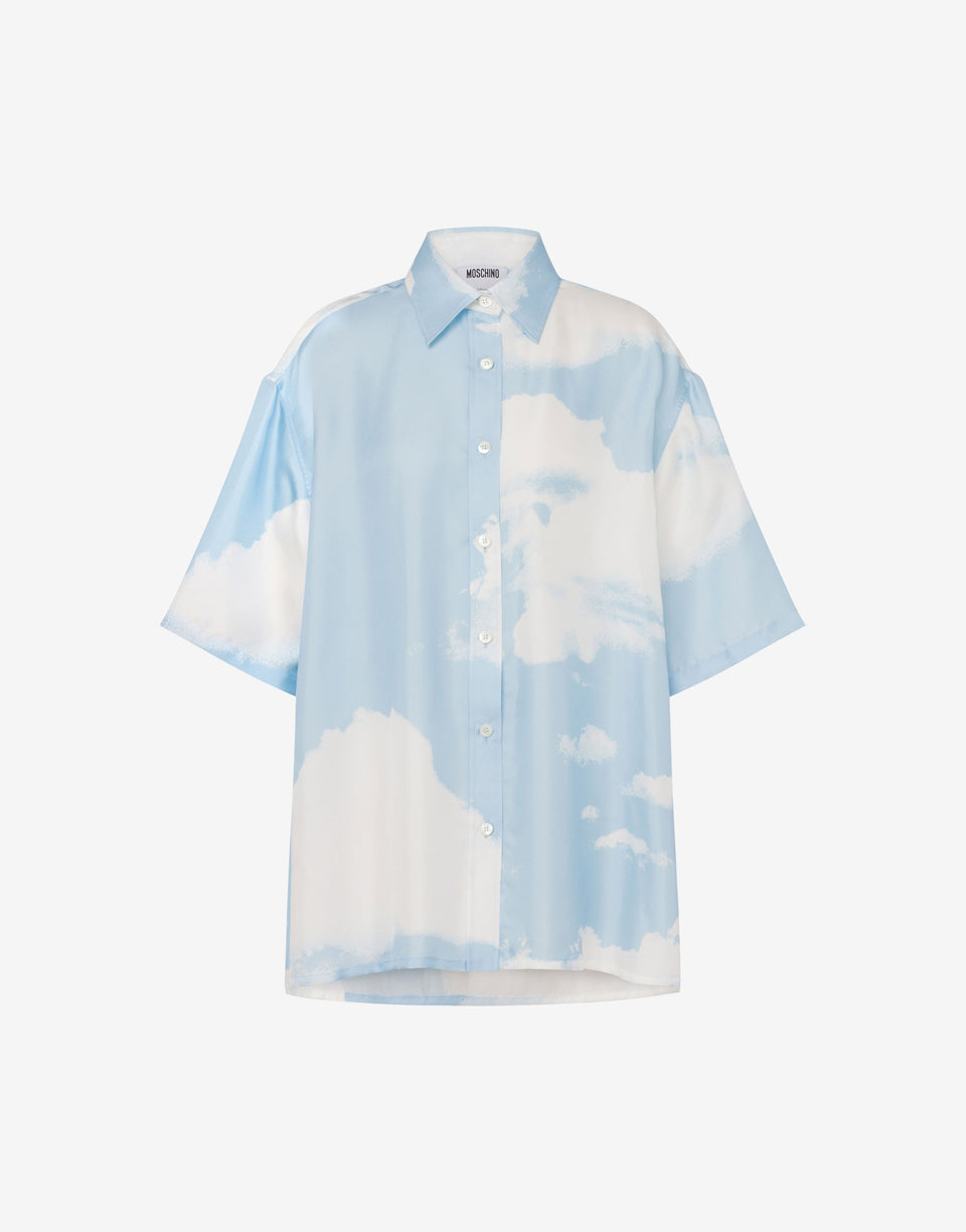 Camisa de sarga de seda Archive Clouds Celeste Moschino 0