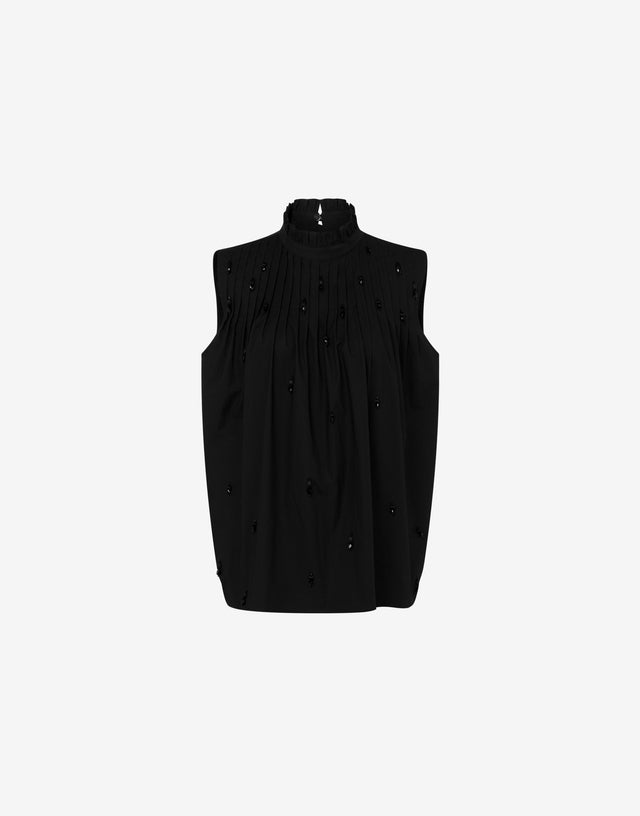 Top de popelina de algodón bordado Negro Moschino 0