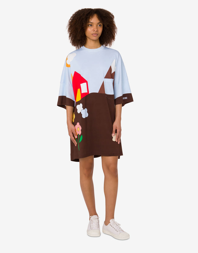 Vestido oversize de algodón grueso Archive Multicolor Moschino 1