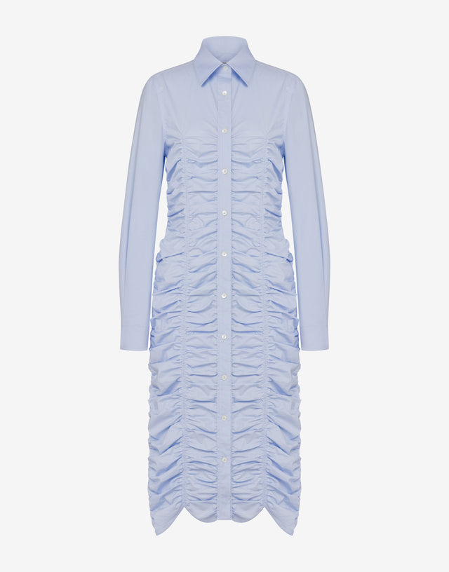 Vestido drapeado de popelina de algodón Celeste Moschino 0