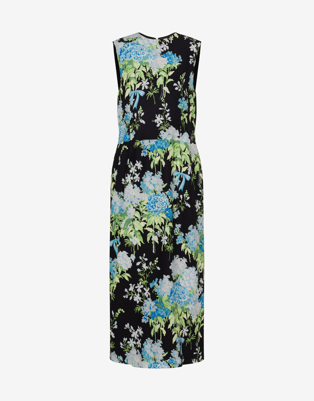 Vestido de satén de seda estampado Negro Moschino 0