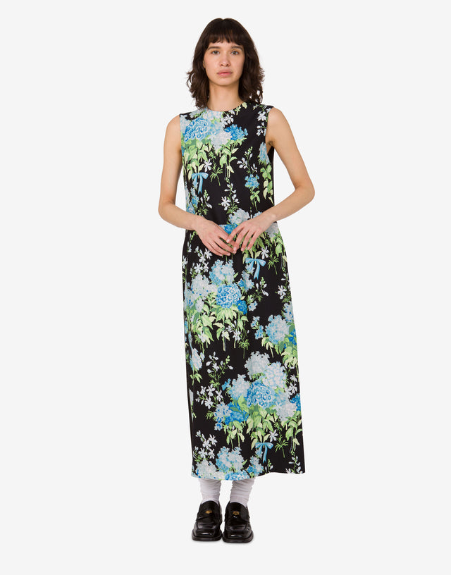 Vestido de satén de seda estampado Negro Moschino 1