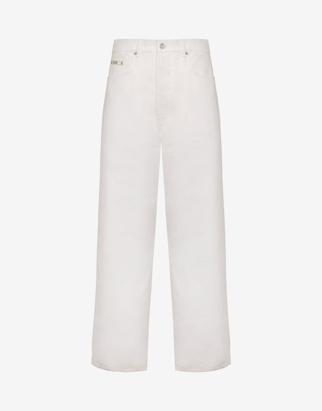 Pantalones de shantung de algodón Blanco Moschino 0