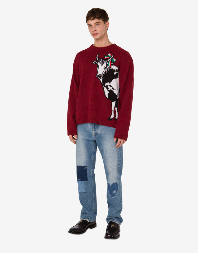 Pantalón vaquero de algodón Patcwork Blue Denim Moschino 1