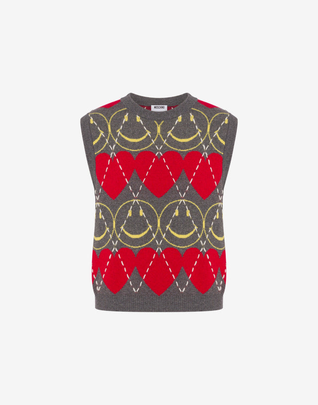 Jersey sin mangas en mezcla de lana Smiley® Gris Moschino 0