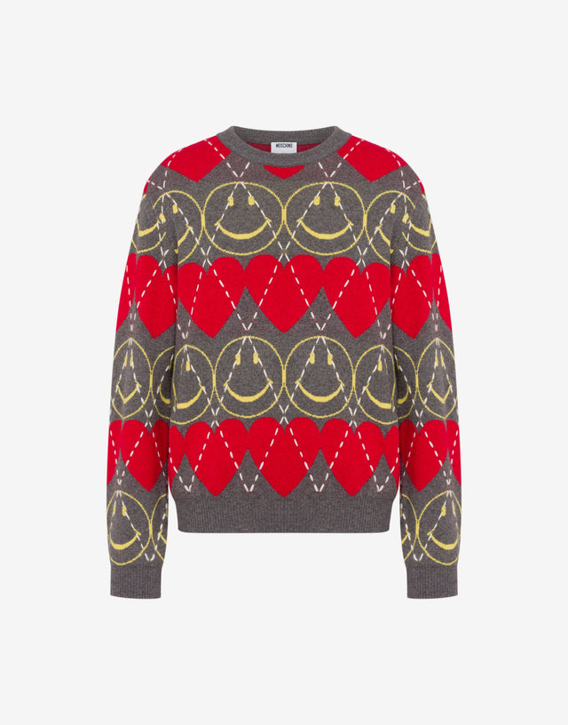Jersey de mezcla de lana Smiley® Gris Moschino 0