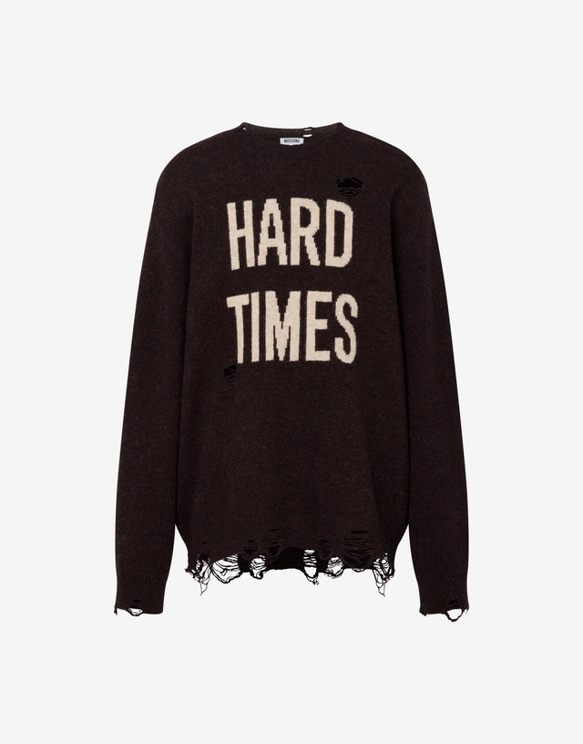 Jersey de lana Shetland con incrustaciones Marrón oscuro Moschino 0