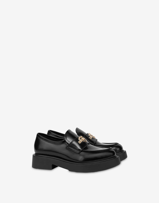 Mocasines de piel de becerro cepillada City Love Negro Love Moschino 0