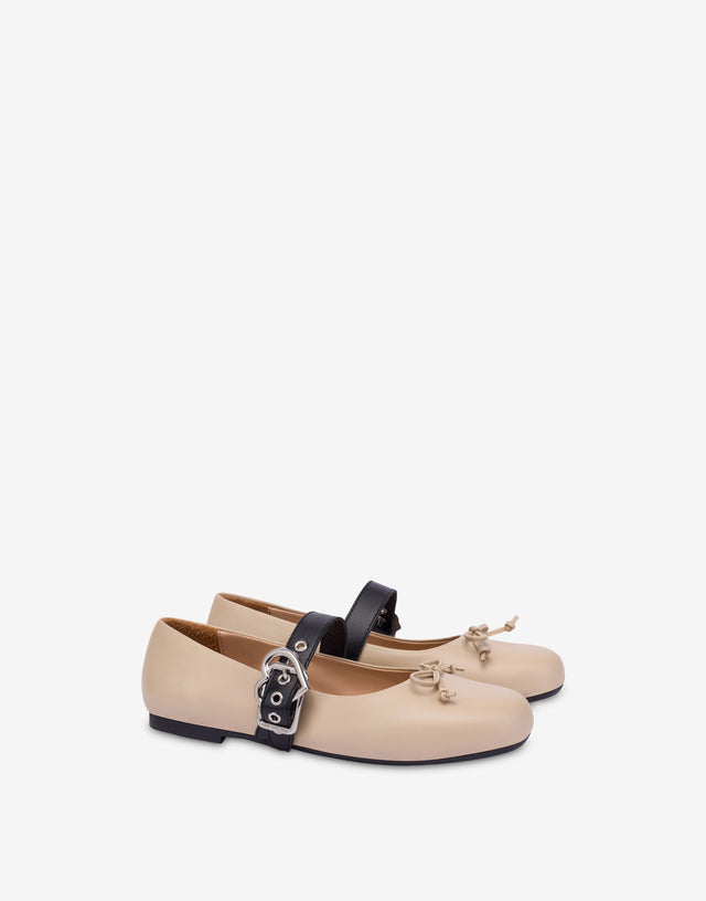 Bailarinas de napa Beige Love Moschino 0