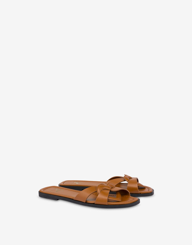 flat Sandalias de piel de becerro Filled Heart Leather Love Moschino 0