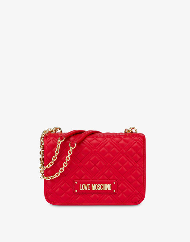 Bolso de hombro New Shiny Quilted Rojo Love Moschino 0