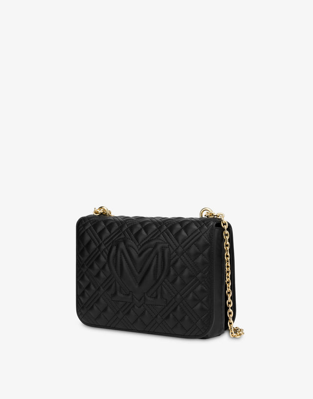 Bolso de hombro Shiny Quilted Negro Love Moschino 1