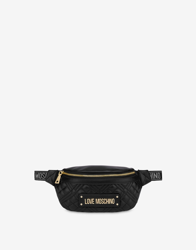 Riñonera acolchada Lettering Logo Negro Love Moschino 0