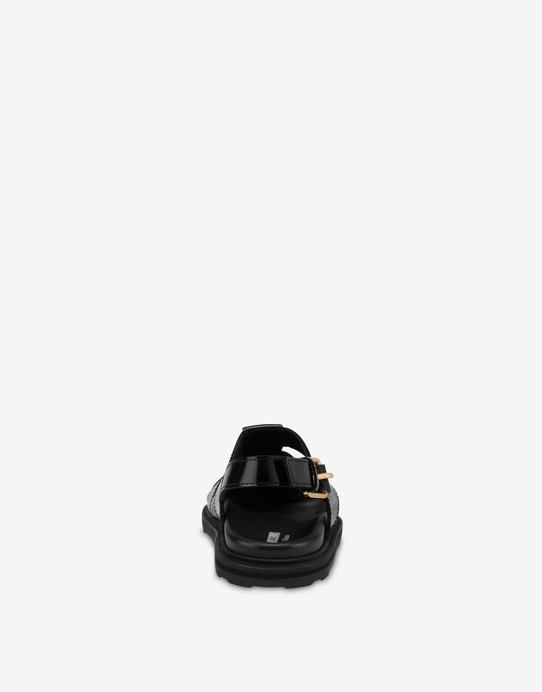 Sandalias de piel de becerro cepillada Negro Moschino 2