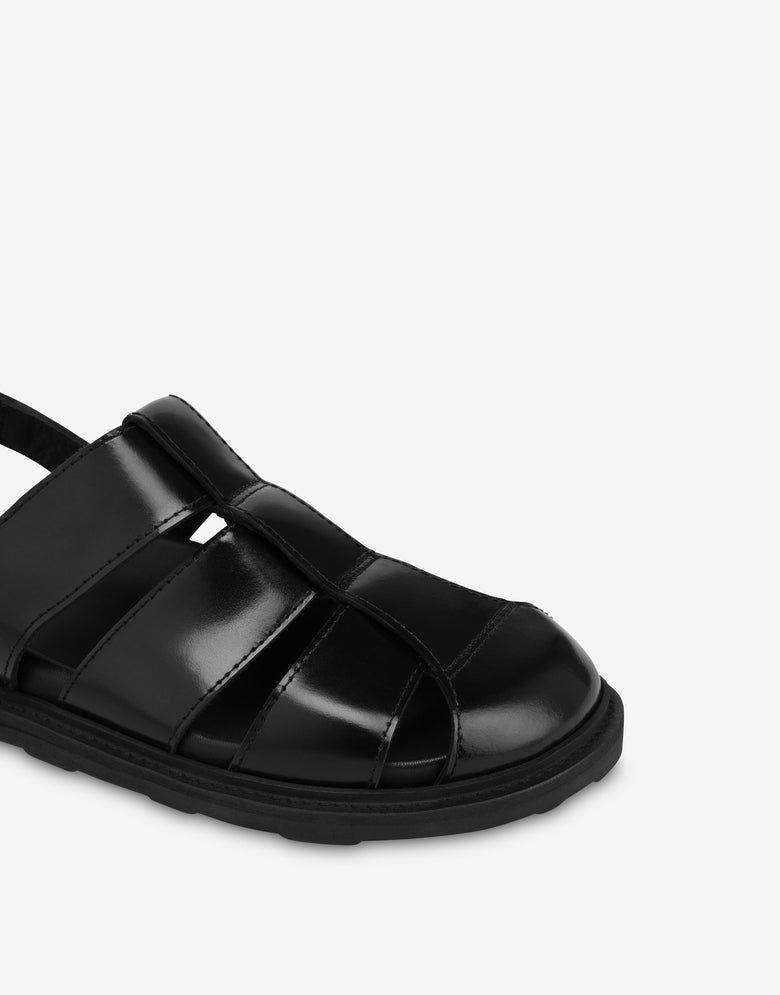 Sandalias de piel de becerro cepillada Negro Moschino 3