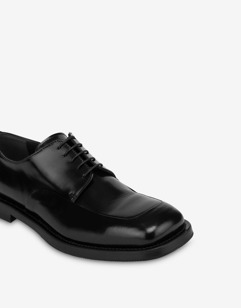 Derby de piel de becerro cepillada Negro Moschino 3