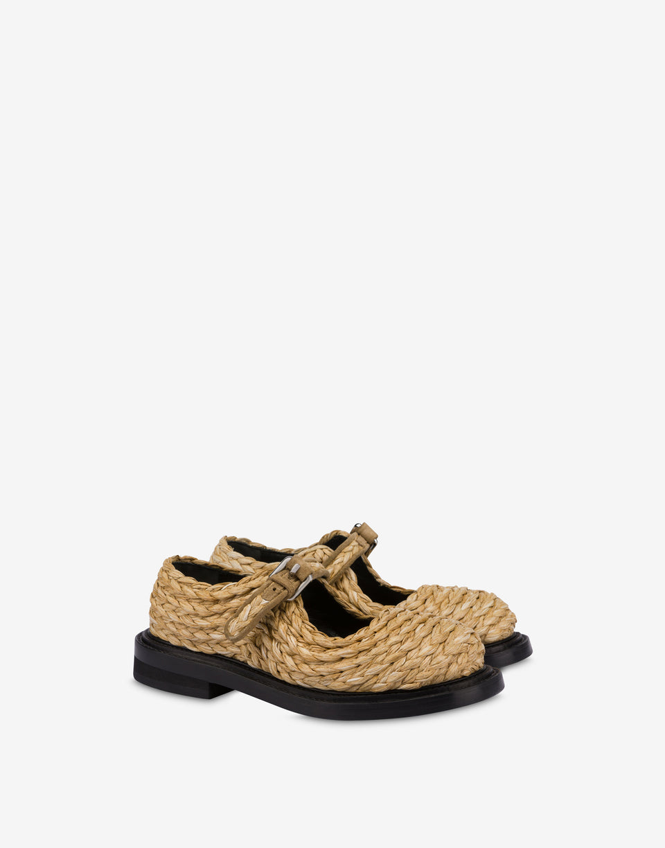 Mary Jane Olivia en rafia Beige Moschino 0