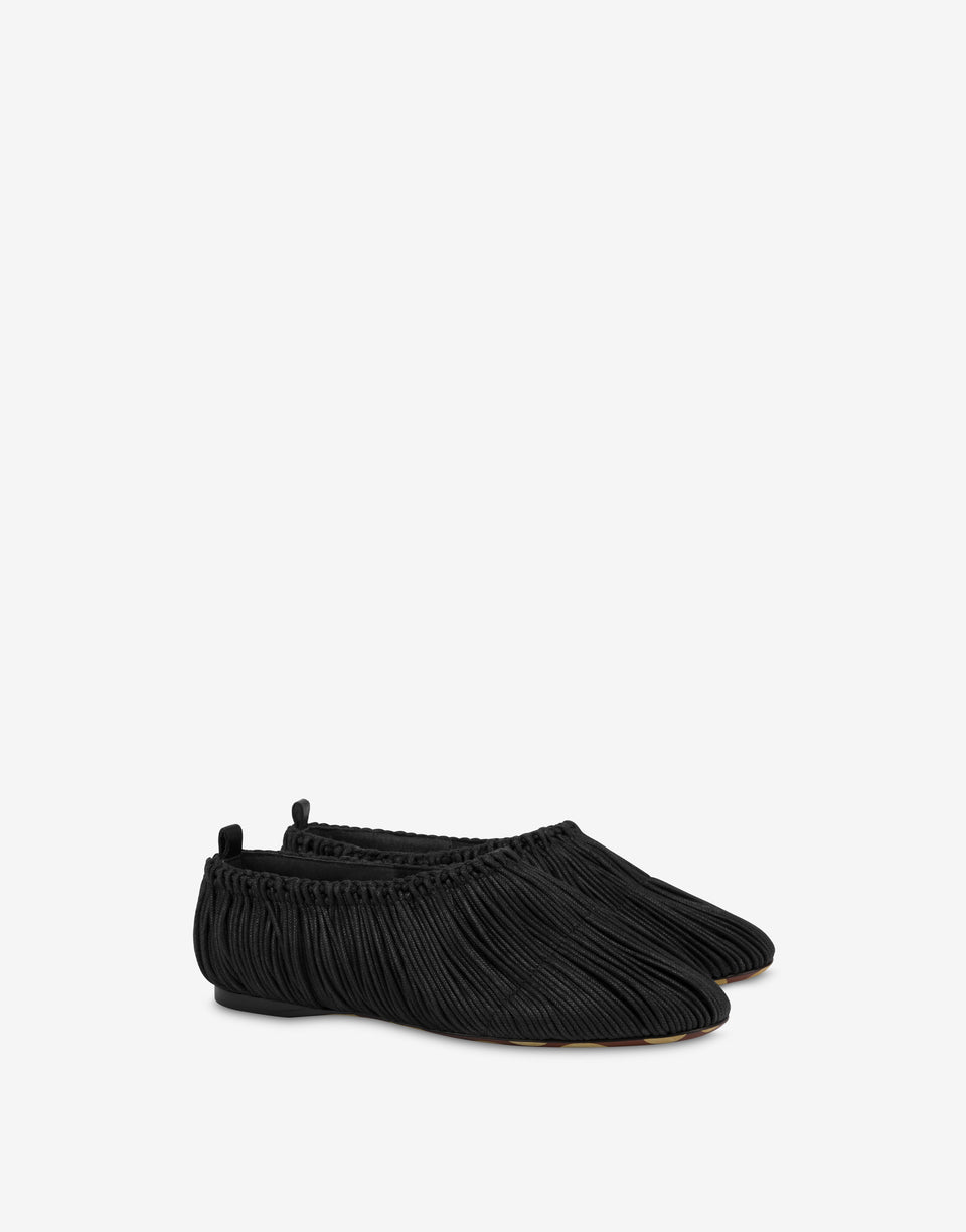 Zapatillas de ballet con cordones encerados Duck Negro Moschino 0