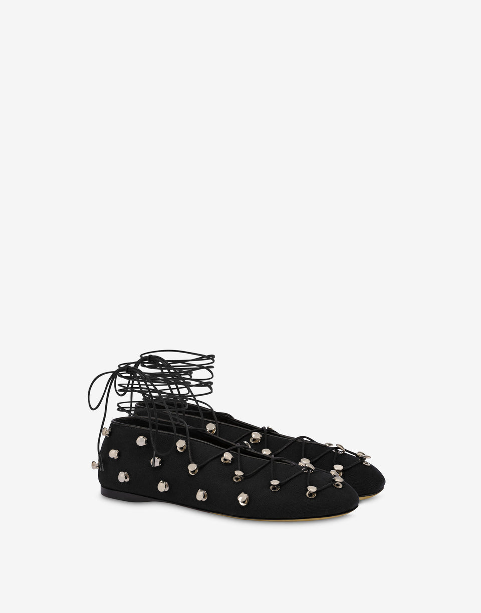 Zapatillas de ballet de lona con ganchos Trekking Negro Moschino 0