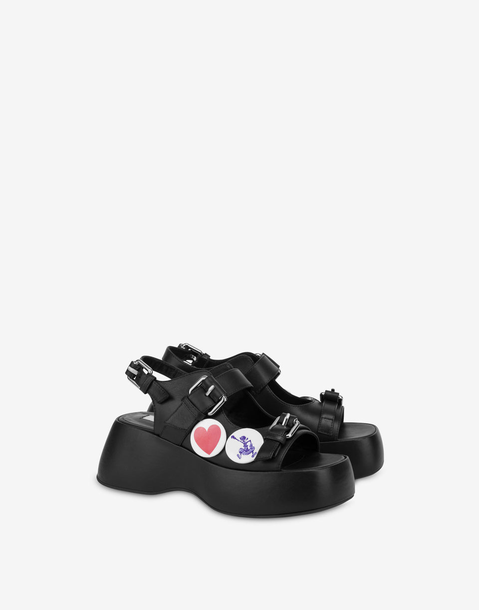 Sandalias con plataforma Moschino Pins de piel de becerro Negro Moschino 0