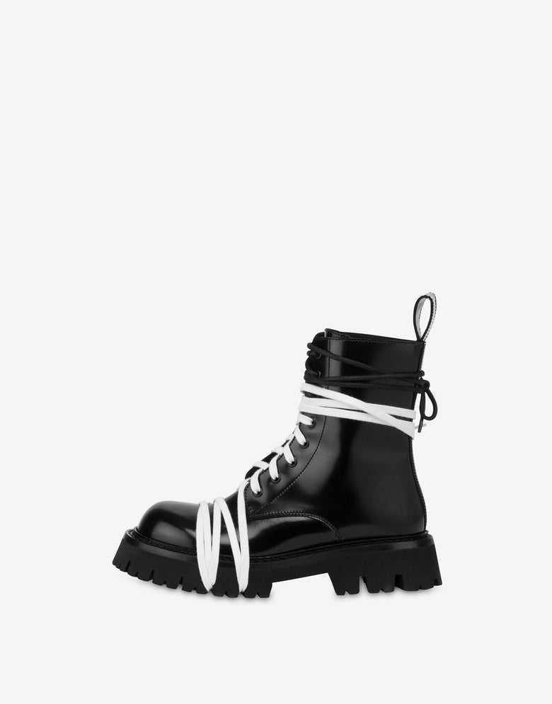 Botas moteras de piel de becerro cepillada Negro Moschino 2