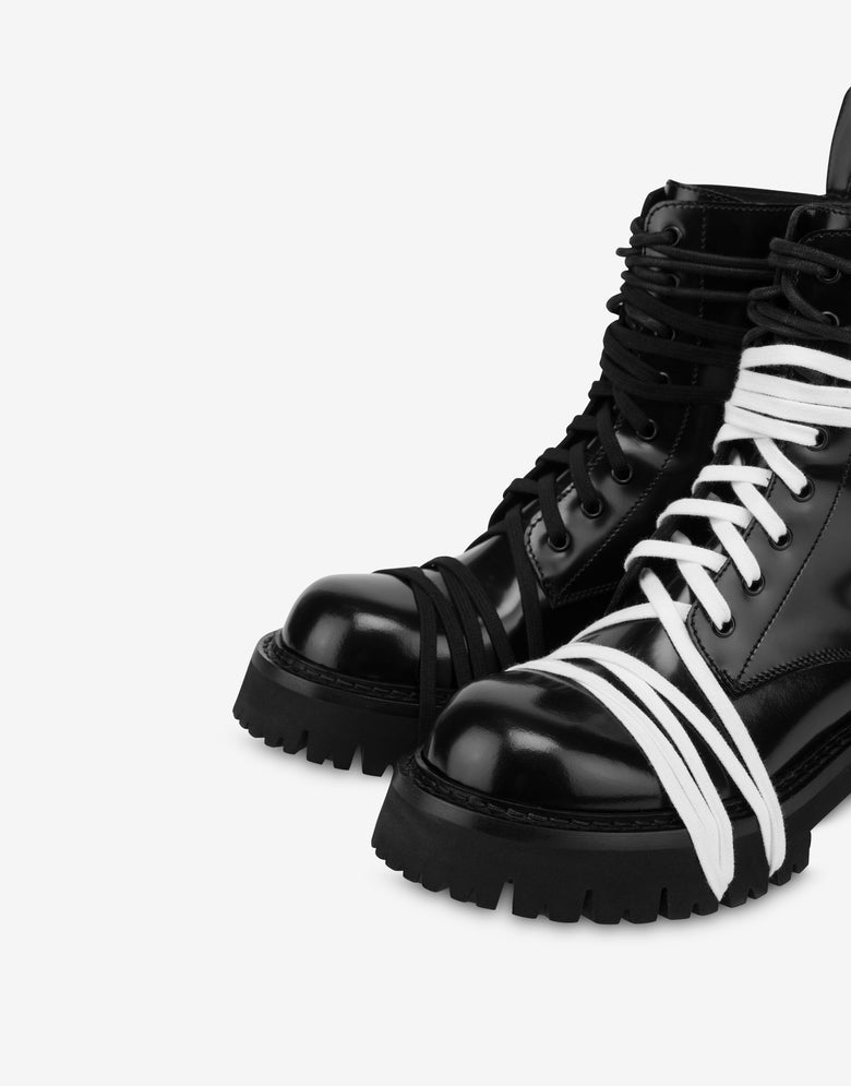 Botas moteras de piel de becerro cepillada Negro Moschino 4