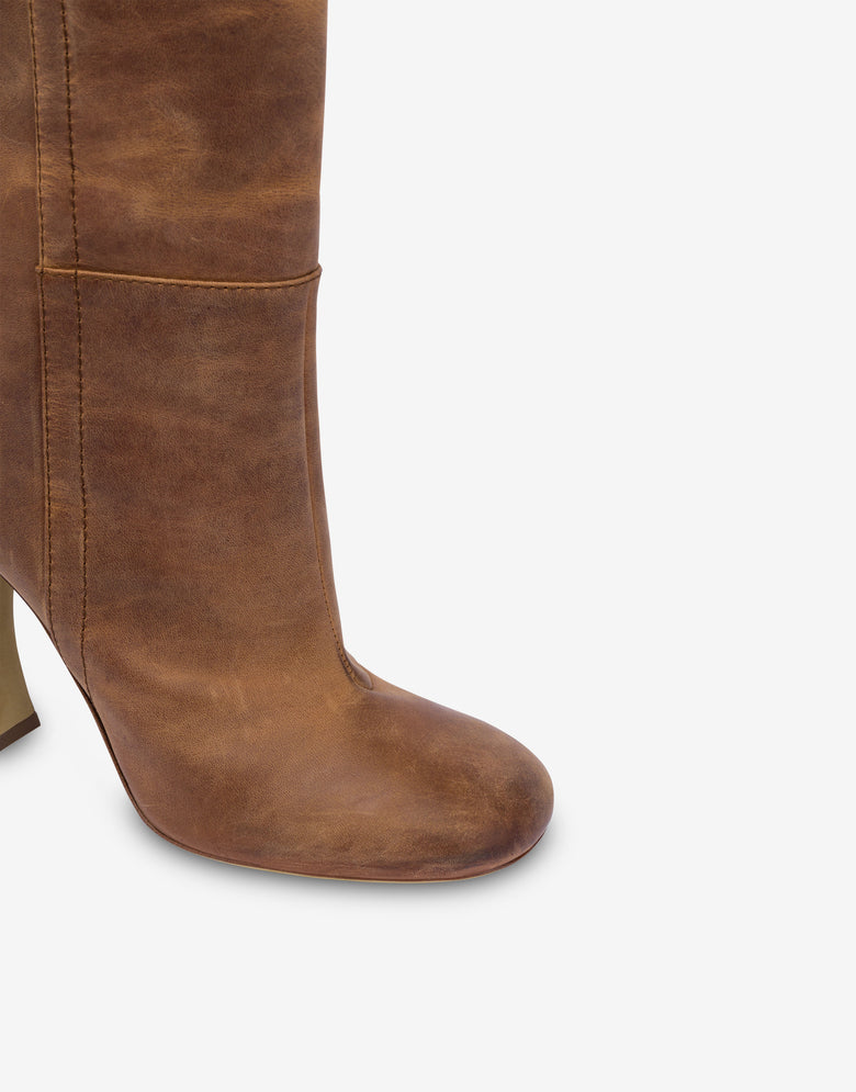 Botas de piel de becerro Marrón Moschino 3