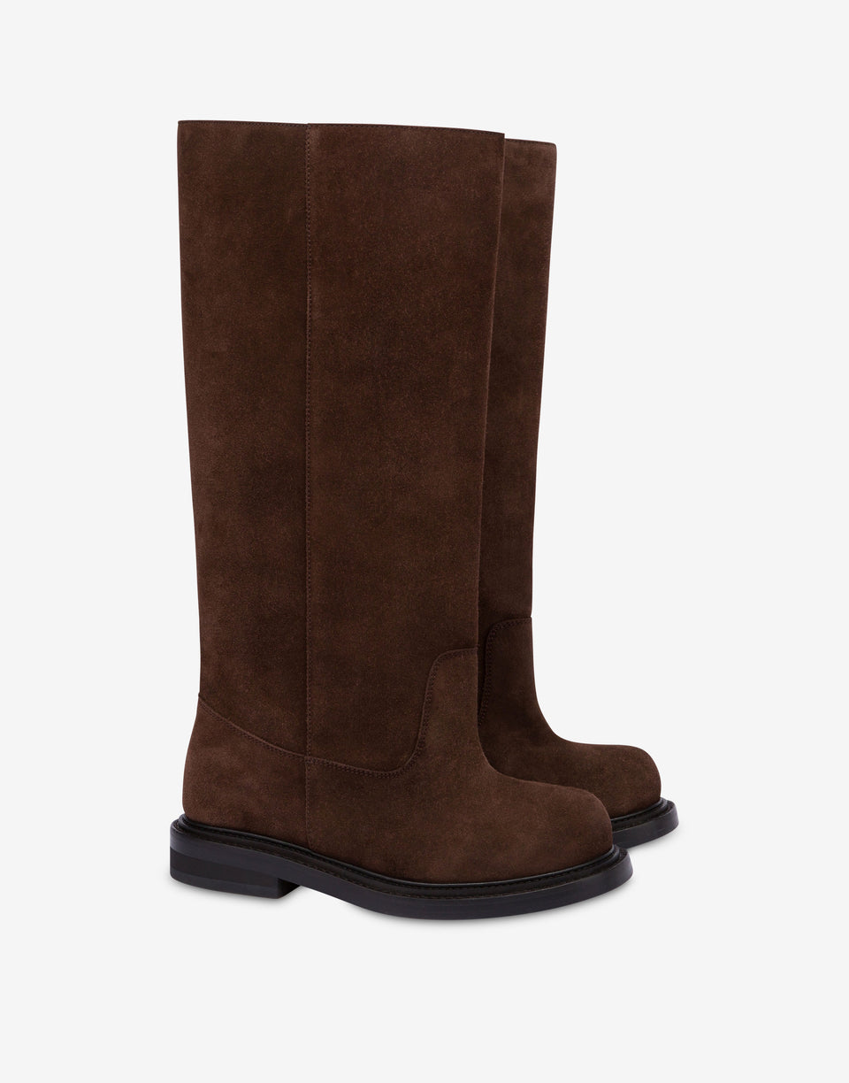 Botas de piel de serraje Olivia Marrón oscuro Moschino 0