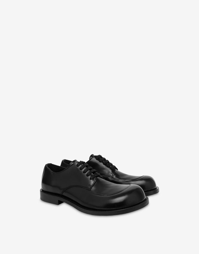 Derby de piel de becerro cepillada Negro Moschino 0