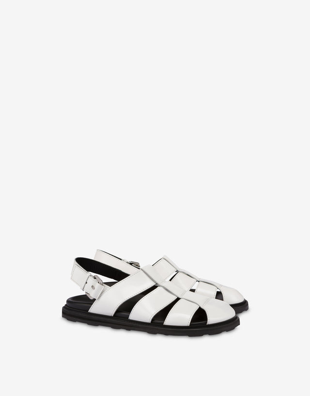 Sandalias de piel de becerro cepillada Sporty Blanco Moschino 0