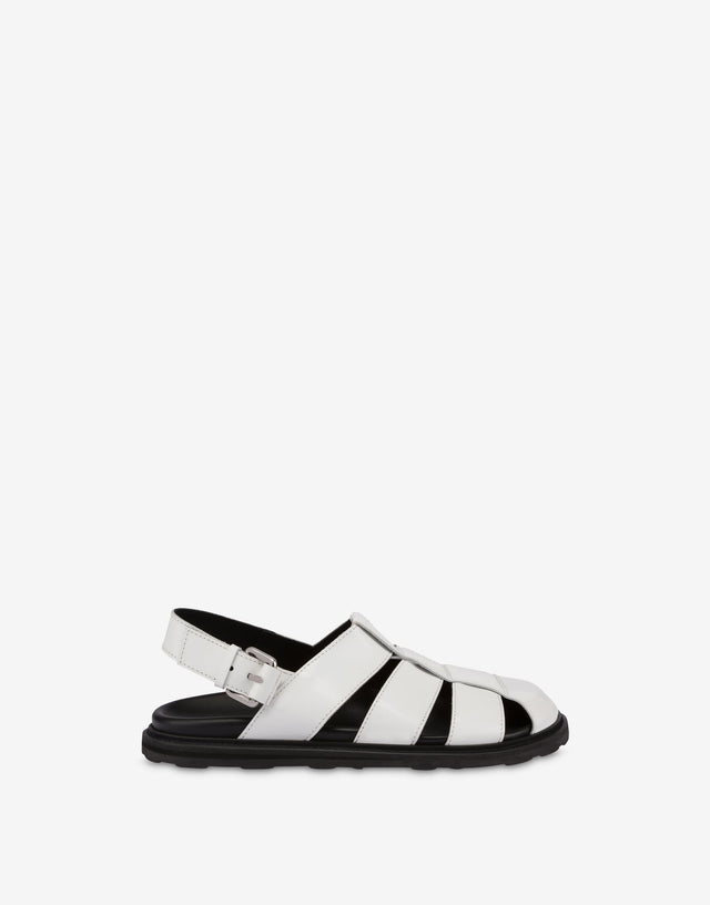 Sandalias de piel de becerro cepillada Sporty Blanco Moschino 1