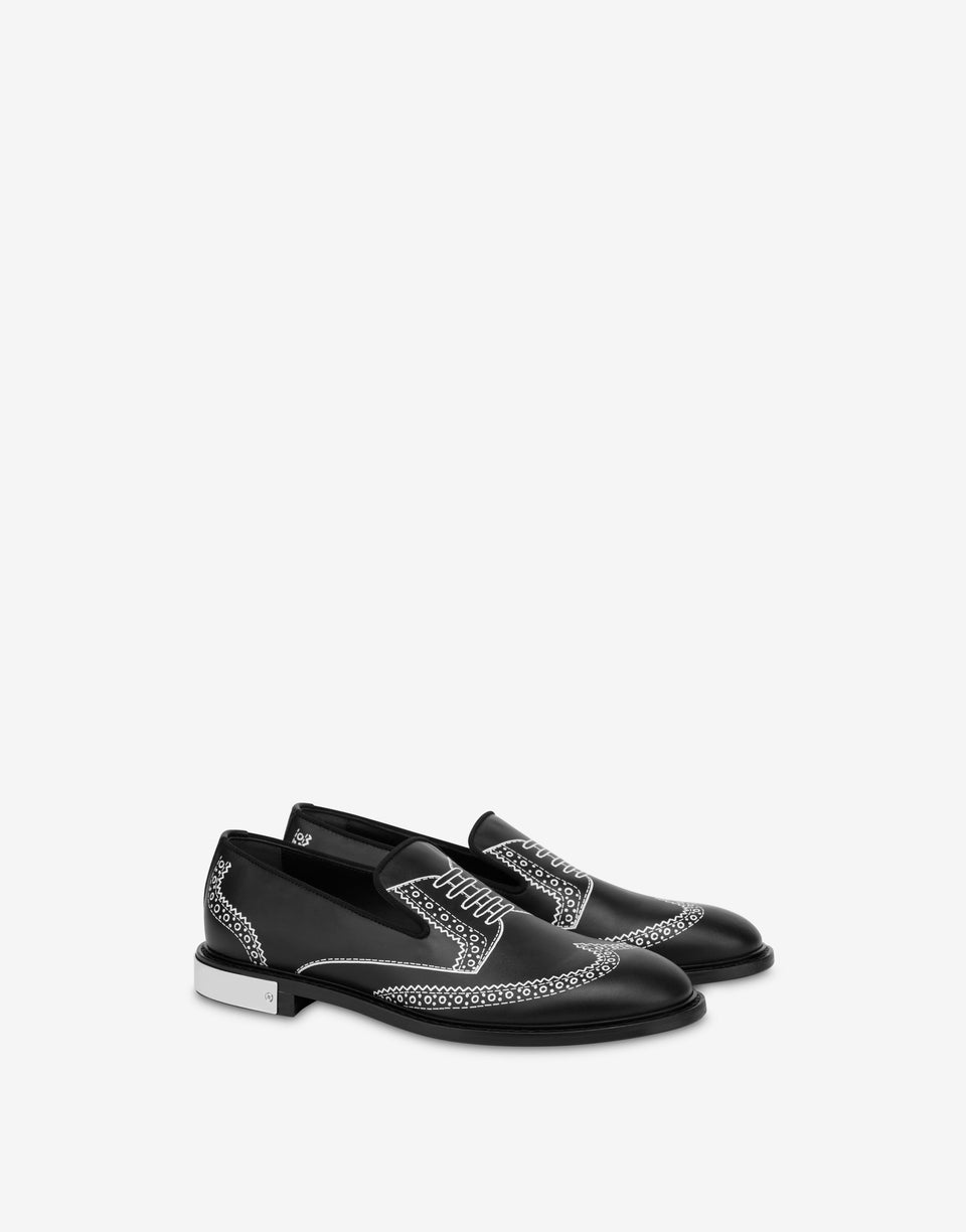 Mocasines de piel de becerro estampada Negro Moschino 0
