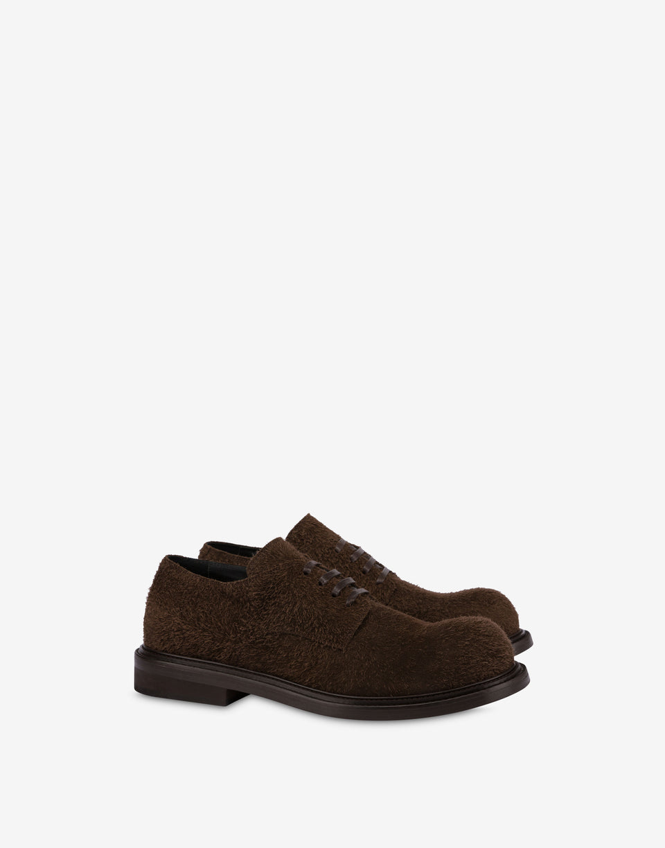Derby shoes in suede Oliver Dark brown Moschino 0