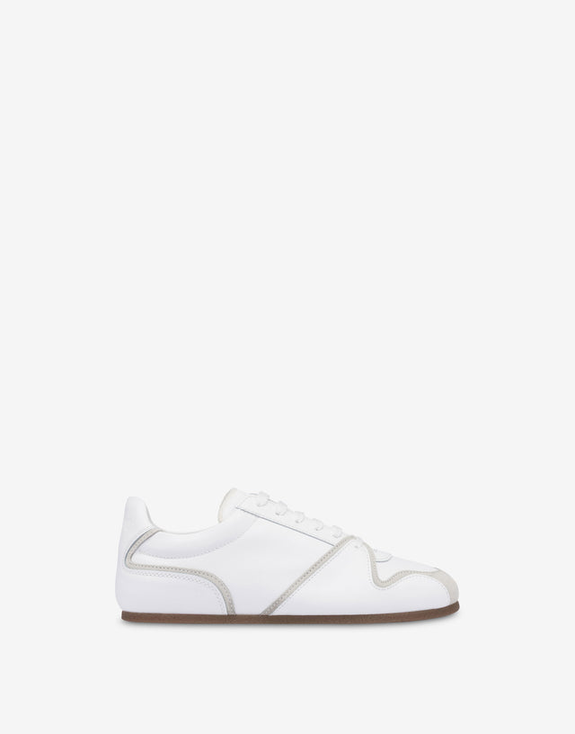 Zapatillas de piel de becerro y ante Blanco Moschino 1