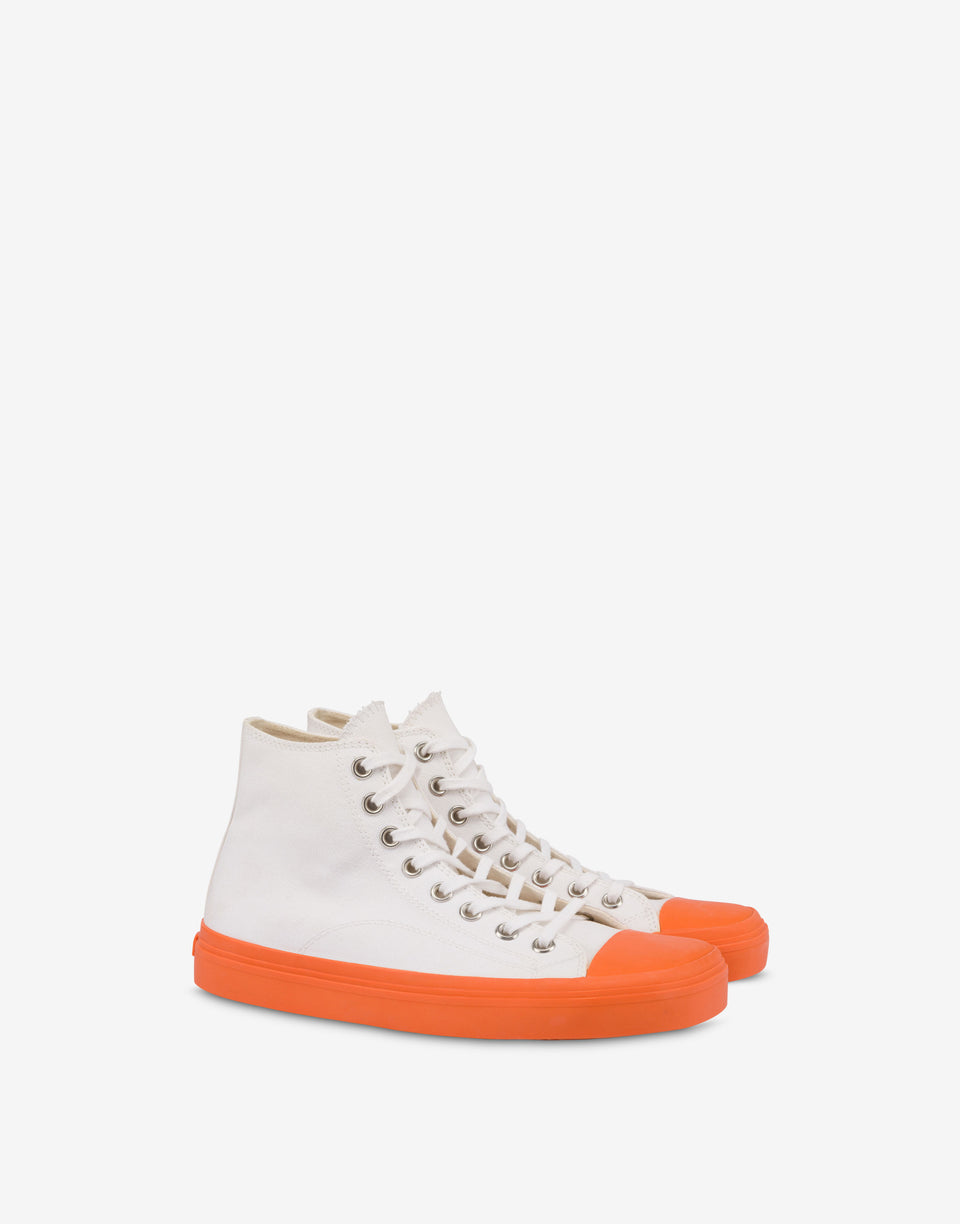 High-top sneakers in canvas Edge White Moschino 0