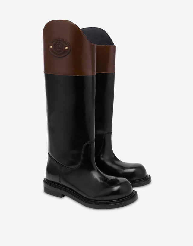 Botas de piel de becerro Negro Moschino 0