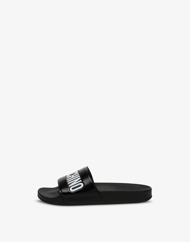 Sandalias Pool slide de PVC con logo Negro Moschino 1