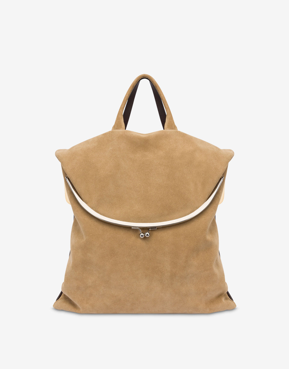 Double bag en corteza y napa Beige Moschino 0