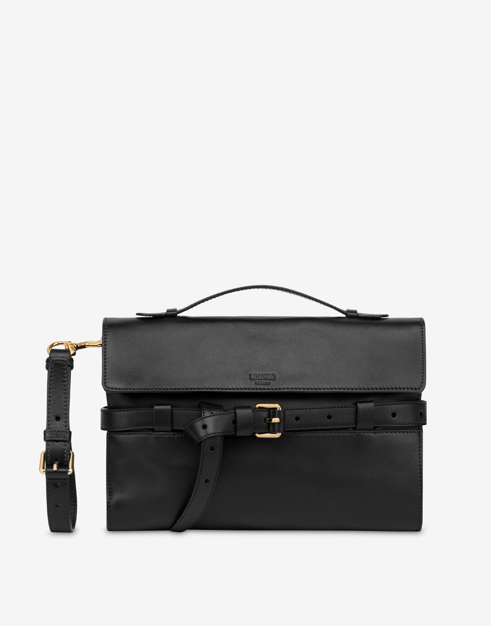 Moschino Tie Me clutch de napa Negro Moschino 0