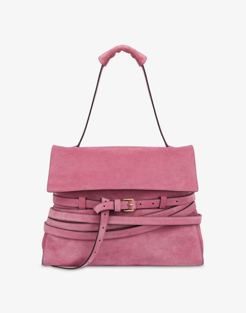 Moschino Tie Me bag in suede Medium Pink Moschino 0