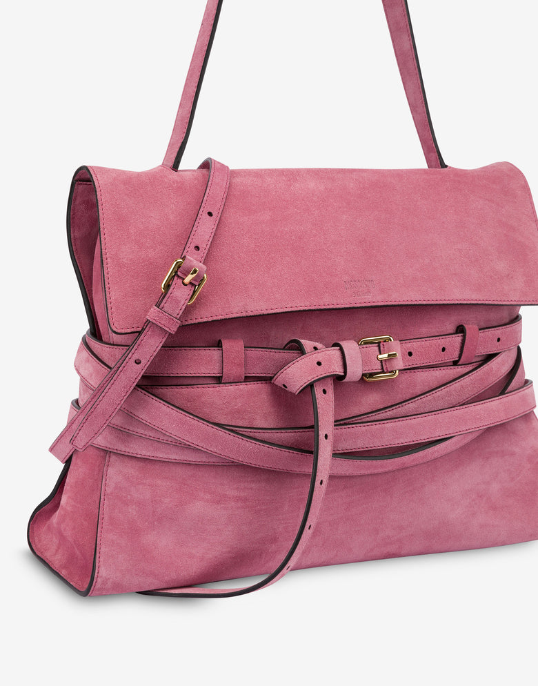 Moschino Tie Me bag in suede Medium Pink Moschino 3