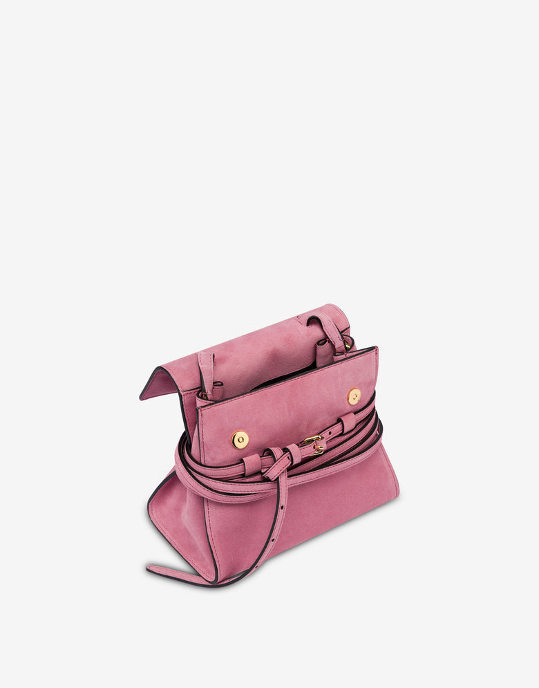 Bolso Moschino Tie Me de ante Pequeño Pink Moschino 2