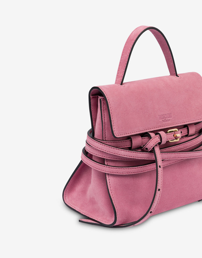 Bolso Moschino Tie Me de ante Pequeño Pink Moschino 3